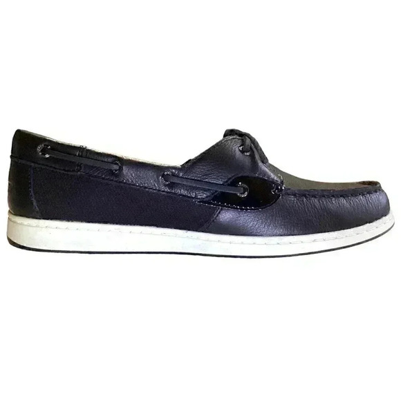 Sperry Coastfish 2Eye Leather Women 11M Lace Up Boat Shoes Black NEW - Picture 5 of 8